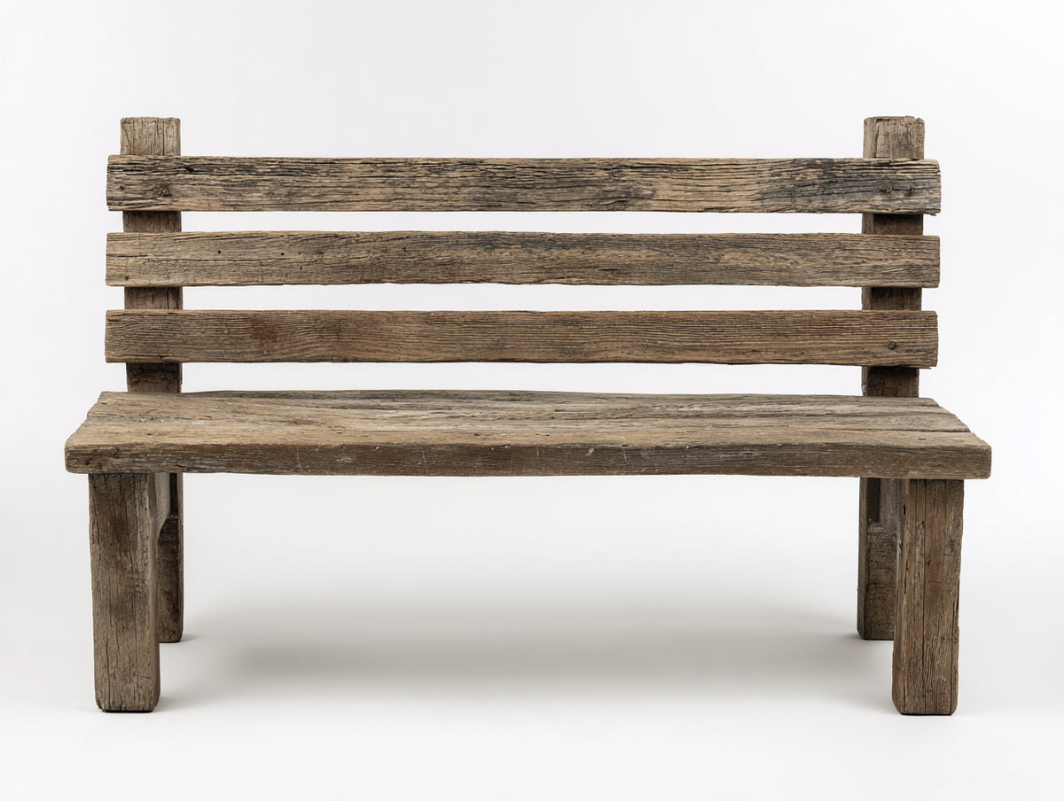 Banco de jardín de madera 145x58x88 cm - marrón envejecido - diseño rústico con respaldo para exterior