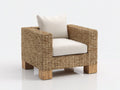 Sillones de ratán - Ratán tejido y estructura de madera 85 x 80 x 75 cm - Natural-Beige - Diseño rústico con reposabrazos