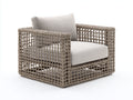 Sillones de ratán - Ratán tejido y estructura metálica 90 x 86 x 78 cm - Gris topo-Beige - Diseño moderno con entramado abierto