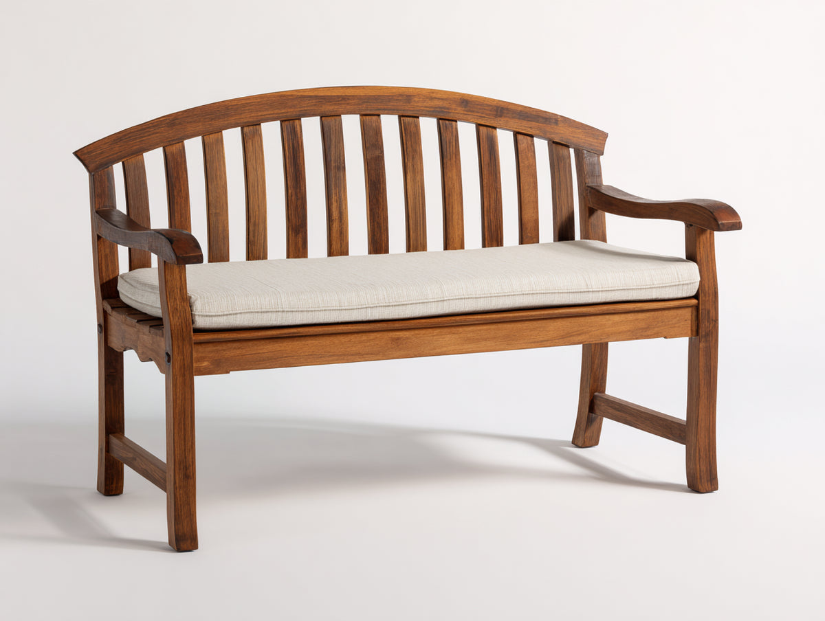 Banco de jardín de madera 130x60x90 cm - Marrón oscuro-Blanco roto - Diseño clásico con respaldo curvo