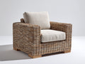 Sillón de ratán natural 90x86x80 cm - Marrón natural y beige claro - Asiento acolchado y diseño envolvente