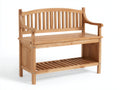 Banco de jardín de madera 120x55x110 cm - Madera natural - Diseño clásico con estante inferior