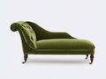 Chaise longue de terciopelo 185x75x92 cm - verde oliva - estilo clásico con respaldo capitoné