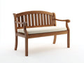 Banco de jardín de madera 150x60x92 cm - marrón - diseño clásico con respaldo curvo y reposabrazos para exterior