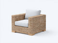 Sillón de ratán natural 88x84x79 cm - Marrón claro y gris claro - Asiento acolchado y diseño envolvente