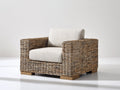 Sillón de ratán 102x92x82 cm - Marrón grisáceo-Blanco roto - Diseño moderno con reposabrazos rectos