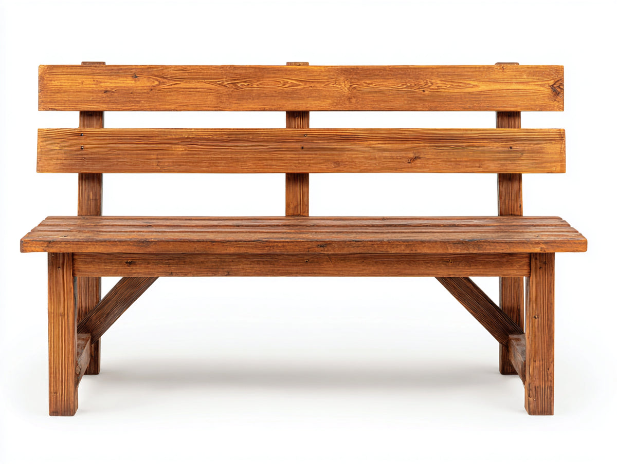 Banco de jardín de madera 150x60x90 cm - marrón - diseño rústico con respaldo para exterior