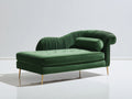 Chaise longue tapizada en terciopelo 180x75x85 cm - verde oscuro - diseño moderno con respaldo curvo para salón