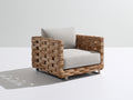 Sillón de ratán 98x88x80 cm - Ratán natural-Blanco roto-Gris oscuro - Diseño moderno con tejido abierto