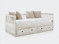 Sofá cama de madera blanco estilo rústico 200x90x85 cm - Blanco - Diseño con cajones de almacenamiento