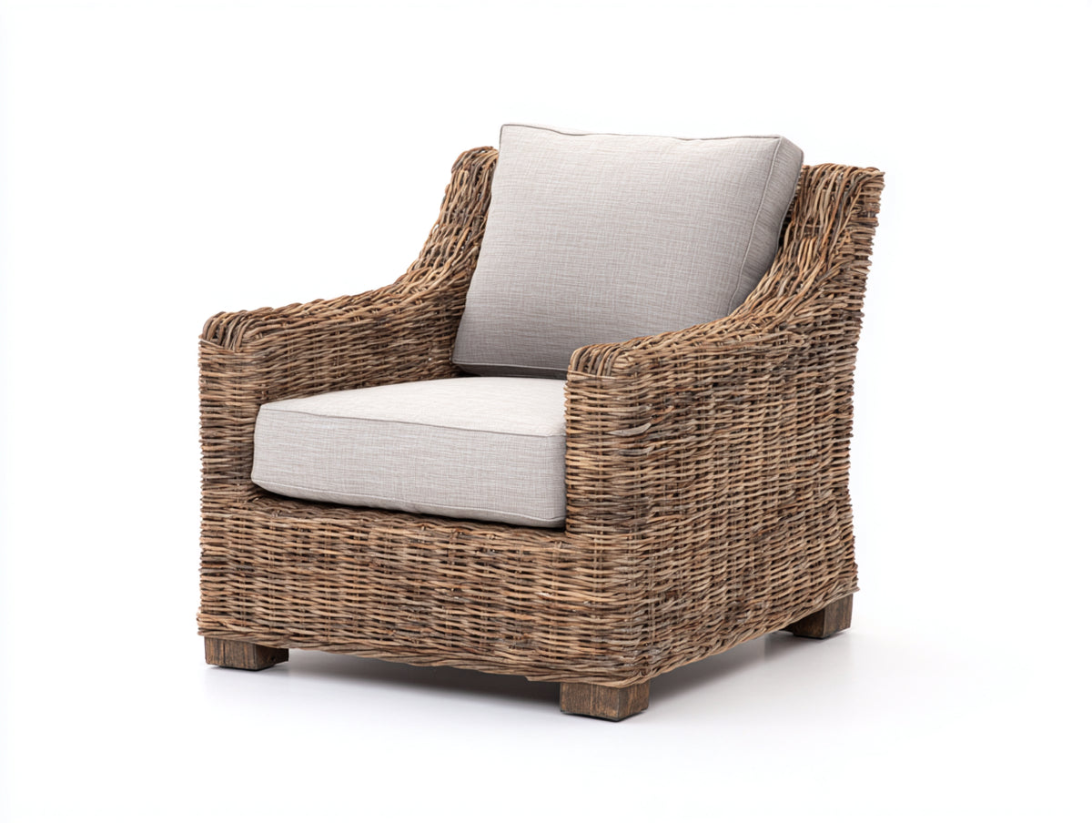 Sillones de ratán 82x78x88 cm - marrón-beige - diseño natural para salón y terraza cubierta