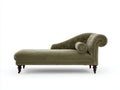Chaise longue - Estructura de madera y tapizado de terciopelo 185 x 78 x 88 cm - Verde oliva-Marrón oscuro - Diseño clásico con respaldo capitoné