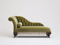 Chaise longue de terciopelo 180x75x90 cm - verde oliva - diseño clásico capitoné para salón