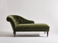 Chaise longue - Estructura de madera y tapizado de terciopelo 180 x 78 x 88 cm - Verde oliva-Marrón oscuro - Diseño clásico con respaldo capitoné