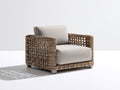 Sillón de ratán trenzado 86x84x78 cm - Marrón topo y beige claro - Diseño abierto con base metálica